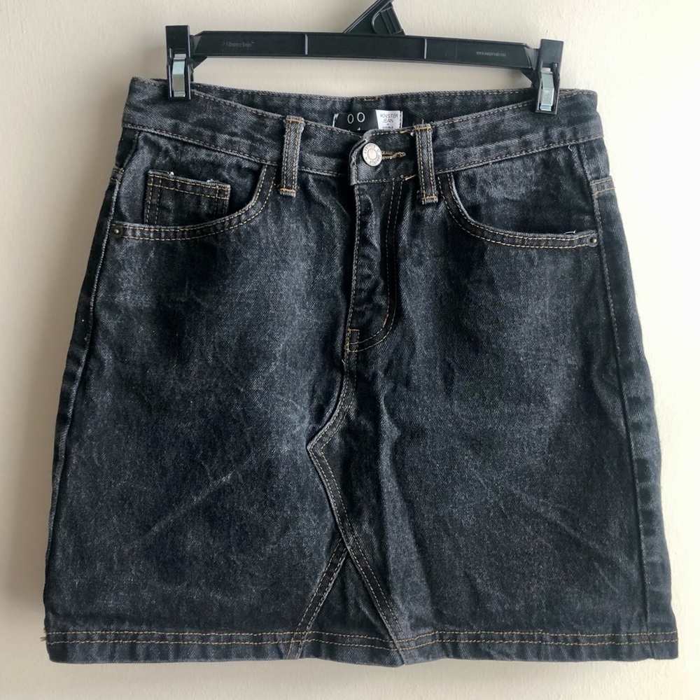66 Girls Black Denim Mini Skirt